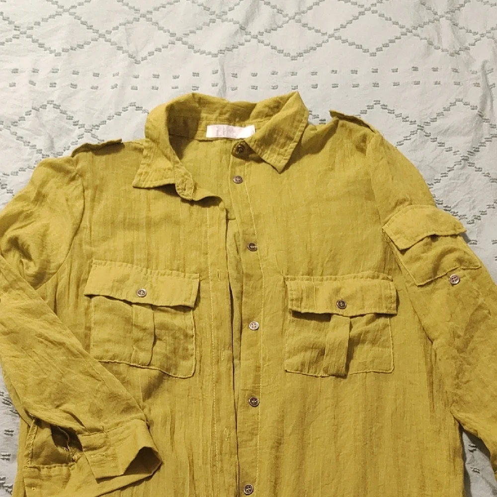 Olive Long Sleeve Women's Dress - Picture 3 of 3